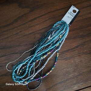 Elegant Beaded Necklace with Turquoise and Silver Accents